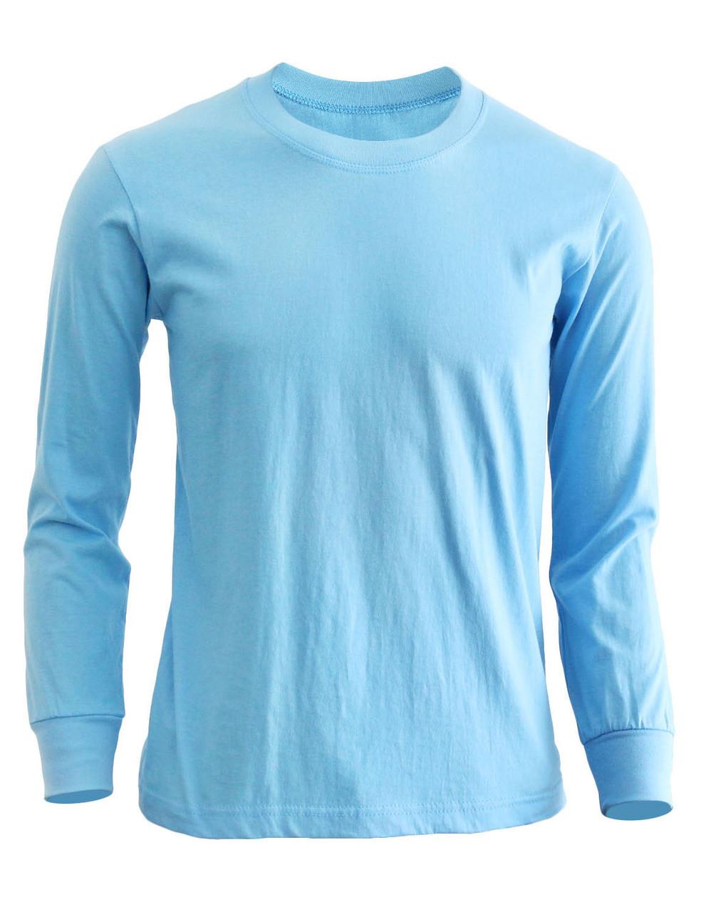 Bcpolo Basic Sky Blue Blue Crew Neckline Long Sleeves Cotton T-Shirt