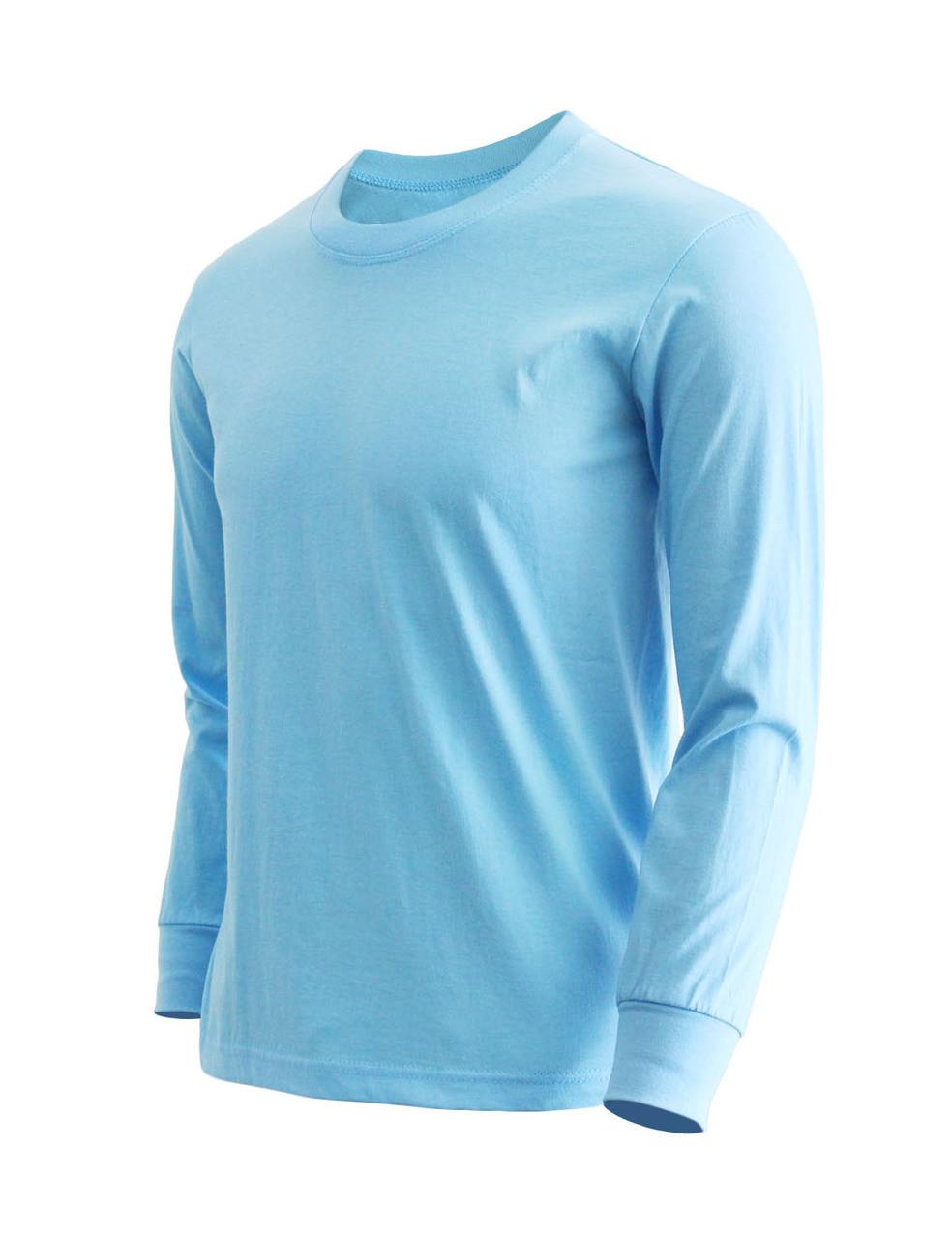 Bcpolo Basic Sky Blue Blue Crew Neckline Long Sleeves Cotton T-Shirt