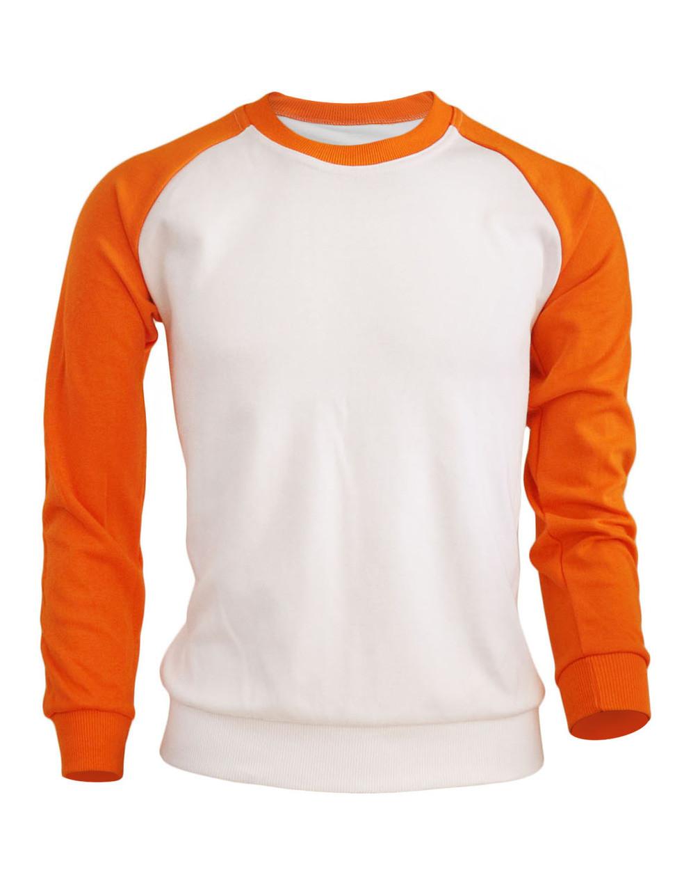 Bcpolo BCPOLO Men's Casual Raglan 2 Tone Color T-shirt Sportswear Fashion Crew Neck Cotton Shirt.-orange T-shirt