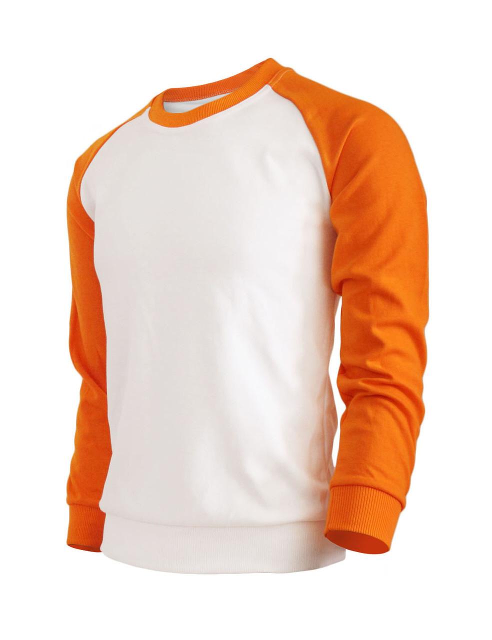 Bcpolo BCPOLO Men's Casual Raglan 2 Tone Color T-shirt Sportswear Fashion Crew Neck Cotton Shirt.-orange T-shirt