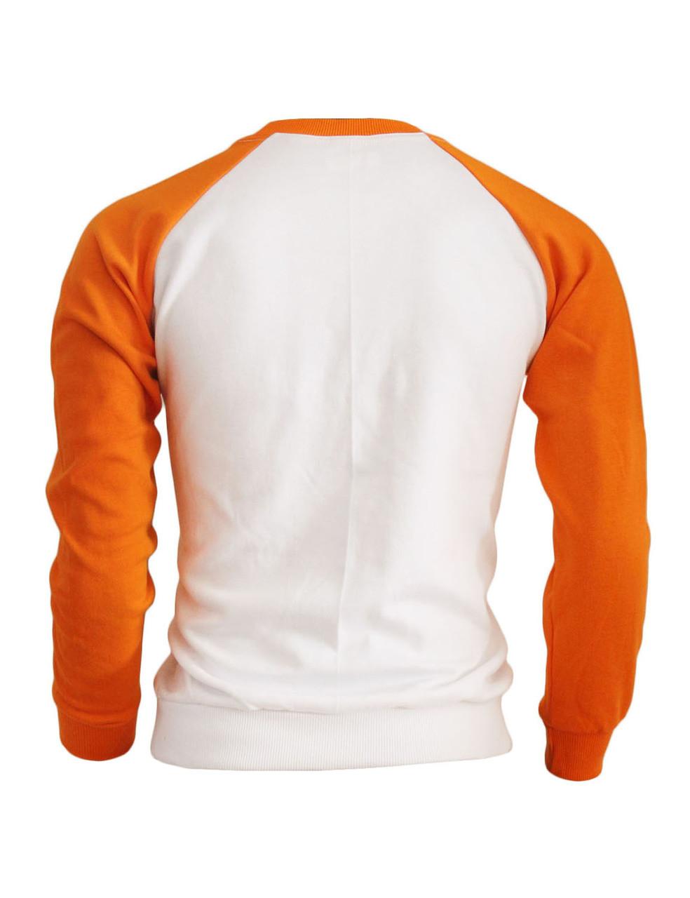 Bcpolo BCPOLO Men's Casual Raglan 2 Tone Color T-shirt Sportswear Fashion Crew Neck Cotton Shirt.-orange T-shirt