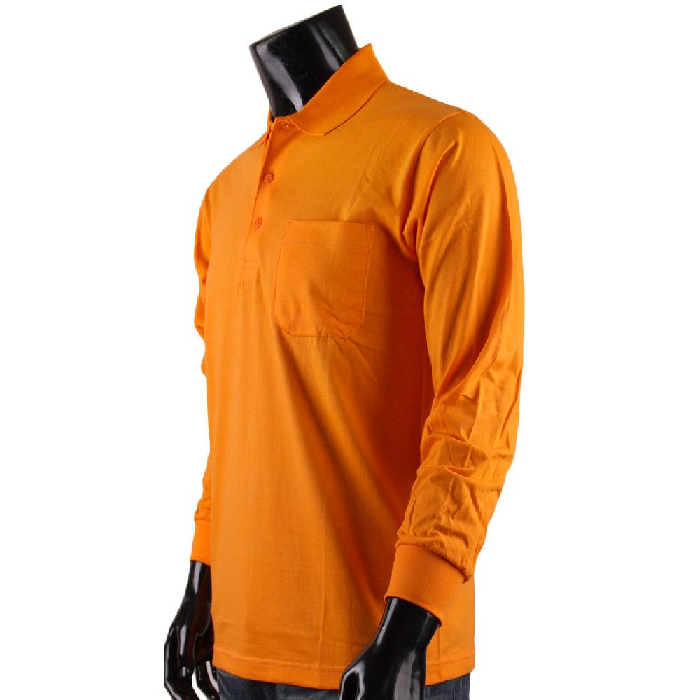Bcpolo Bcpolo Men's Long Sleeves Cotton Solid Polo Shirt_Orange