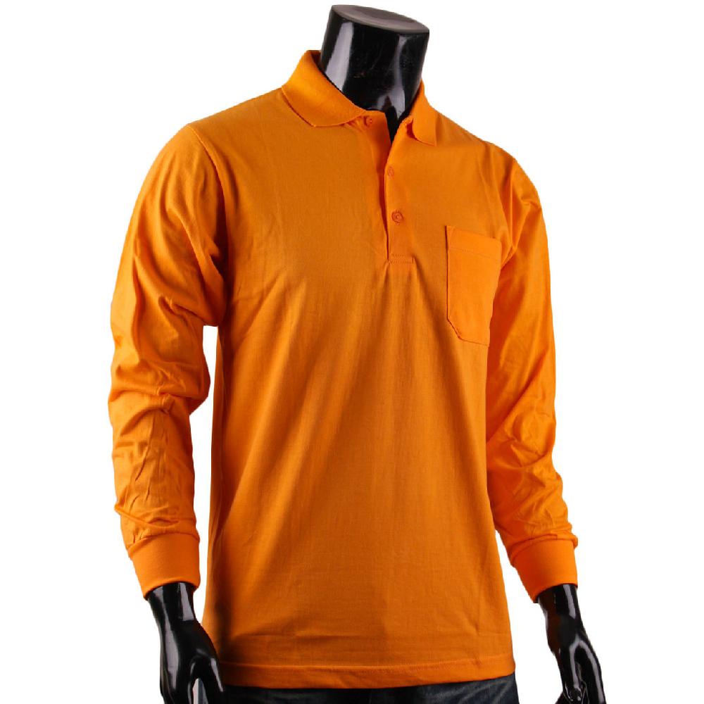 Bcpolo Bcpolo Men's Long Sleeves Cotton Solid Polo Shirt_Orange