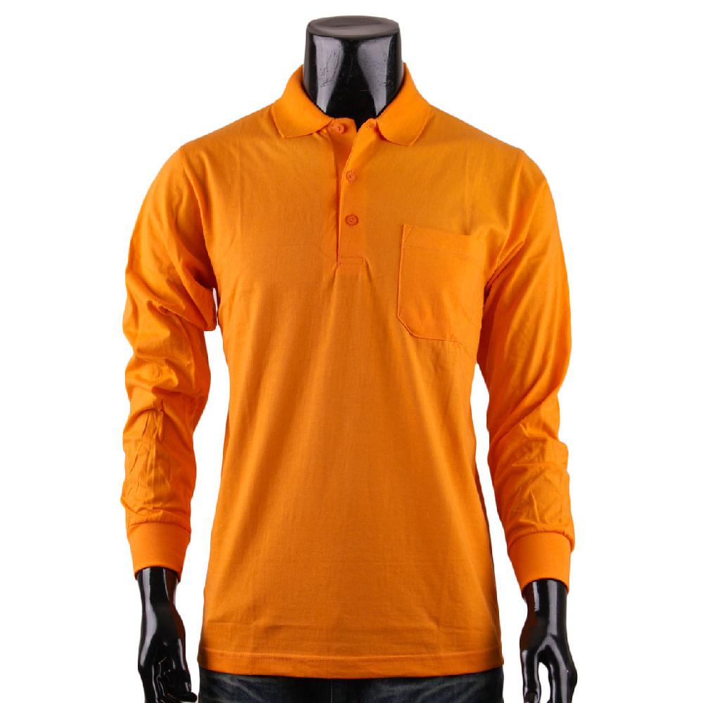 Bcpolo Bcpolo Men's Long Sleeves Cotton Solid Polo Shirt_Orange