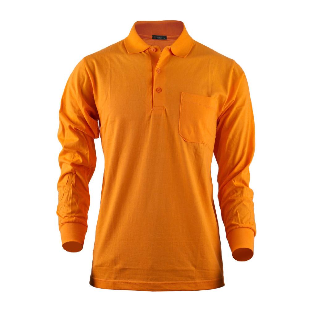 bcpolo Bcpolo Men's Long Sleeves Cotton Solid Polo Shirt_Orange bcpolo Bcpolo Men's Long Sleeves Cotton Solid Polo Shirt_Orange