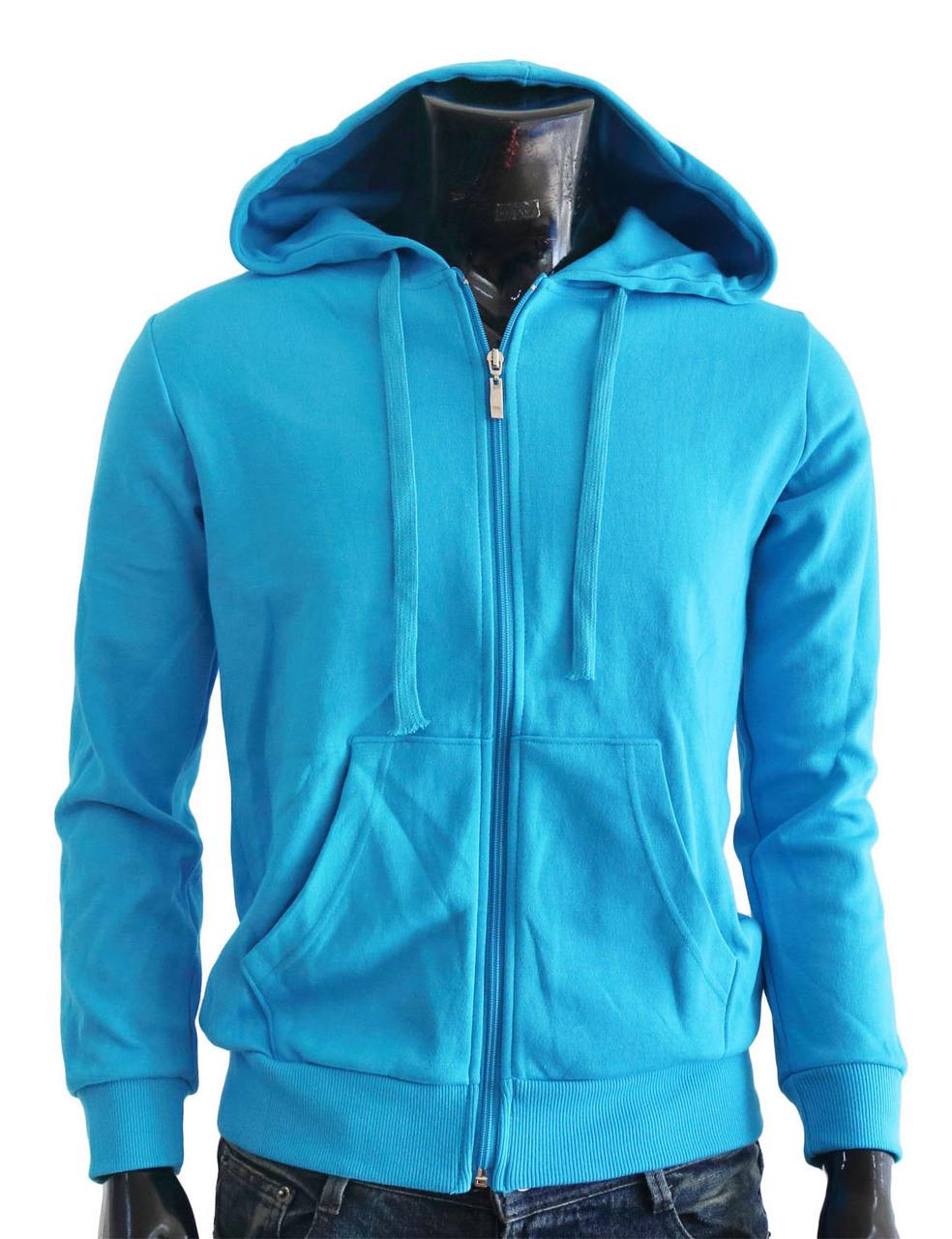 Bcpolo BCPOLO Zipper Hoodie Jumper Zip-Hoodie Solid Cotton Zip-up Hoodie Jacket-Blue