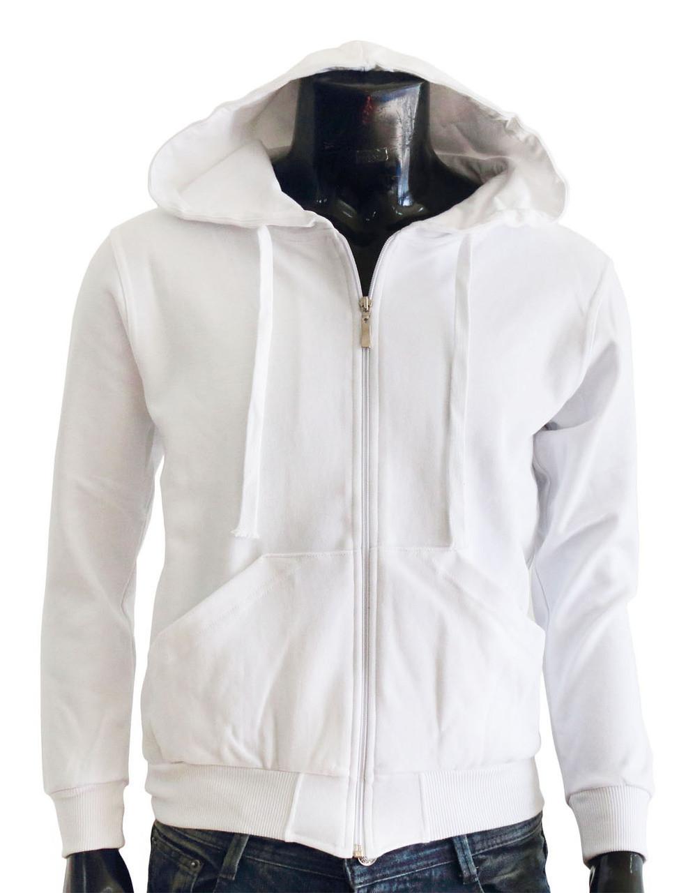 Bcpolo BCPOLO Zipper Hoodie Jumper Zip-Hoodie Solid Cotton Zip-up Hoodie Jacket-White