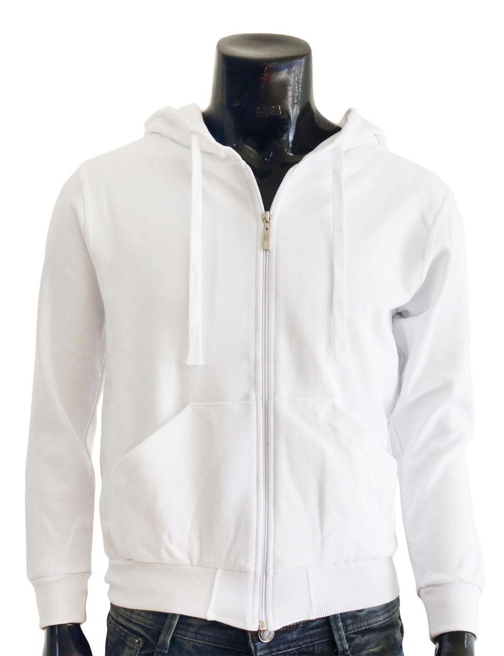 Bcpolo BCPOLO Zipper Hoodie Jumper Zip-Hoodie Solid Cotton Zip-up Hoodie Jacket-White