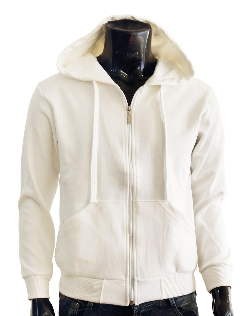 Bcpolo BCPOLO Zipper Hoodie Jumper Zip-Hoodie Solid Cotton Zip-up Hoodie Jacket-Ivory