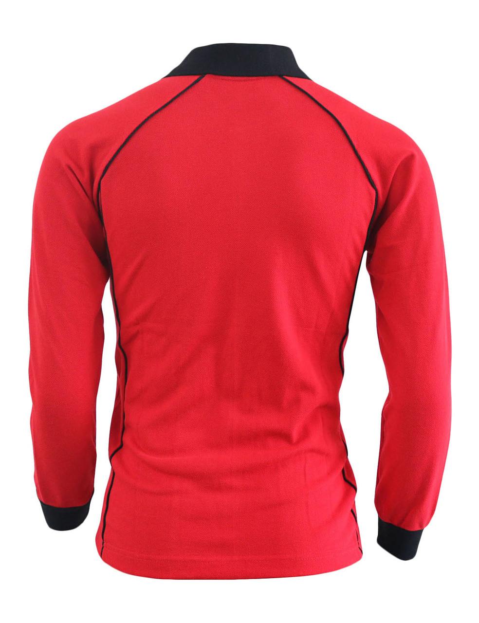 Bcpolo Casual Unisex Sportswear Unique Design Long Sleeve Polo Shirt-red