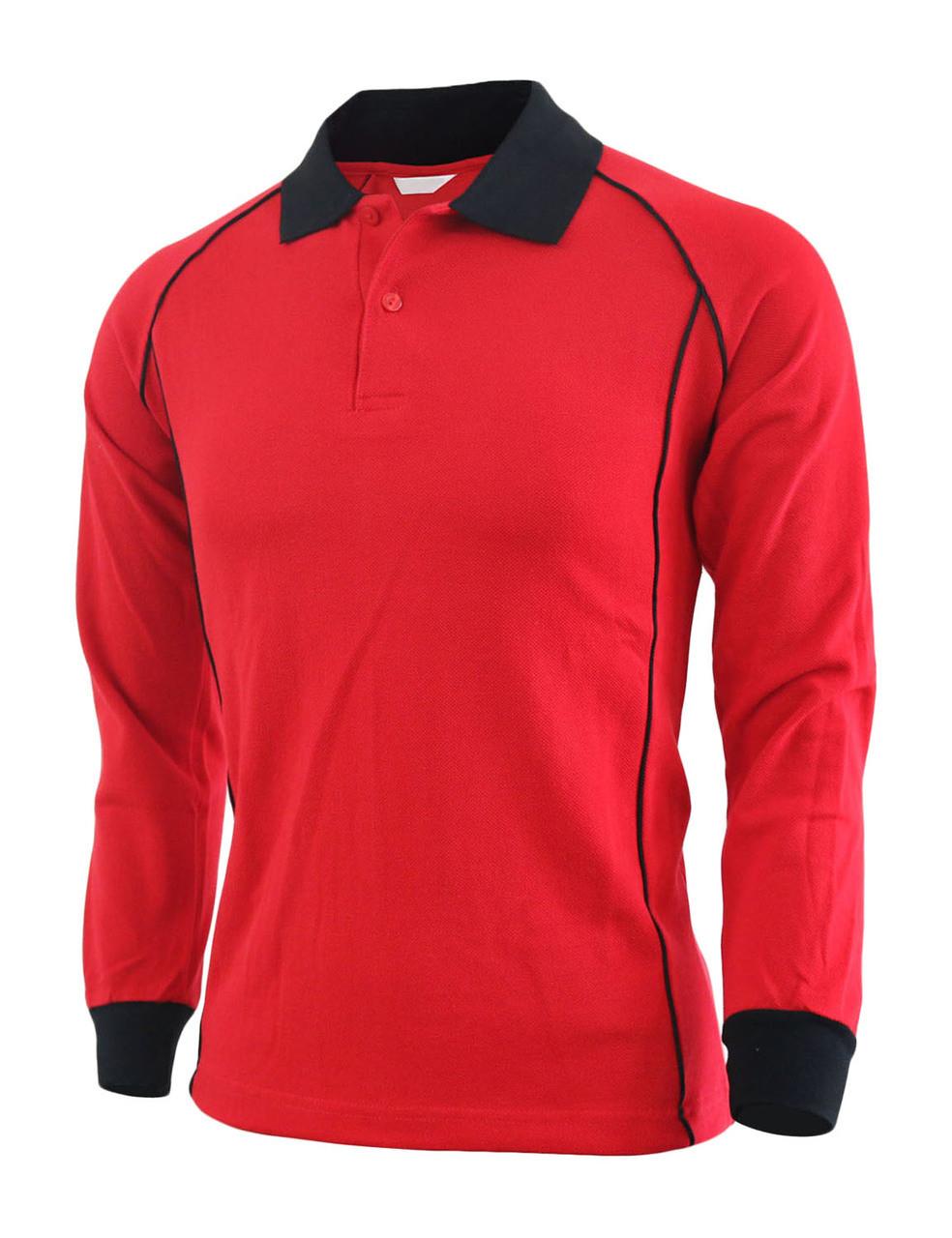 bcpolo Casual unisex sportswear unique design long sleeve polo shirt-red bcpolo Casual unisex sportswear unique design long sleeve polo shirt-red