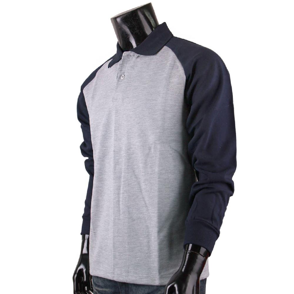 Bcpolo Classic Cotton Shirt Raglan Long Sleeve Grey Polo Shirt