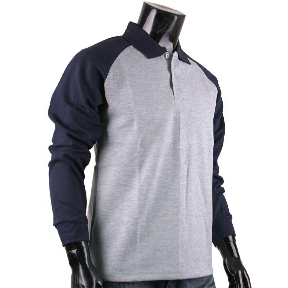 Bcpolo Classic Cotton Shirt Raglan Long Sleeve Grey Polo Shirt