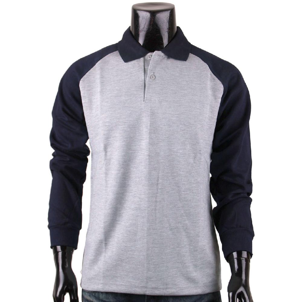 Bcpolo Classic Cotton Shirt Raglan Long Sleeve Grey Polo Shirt