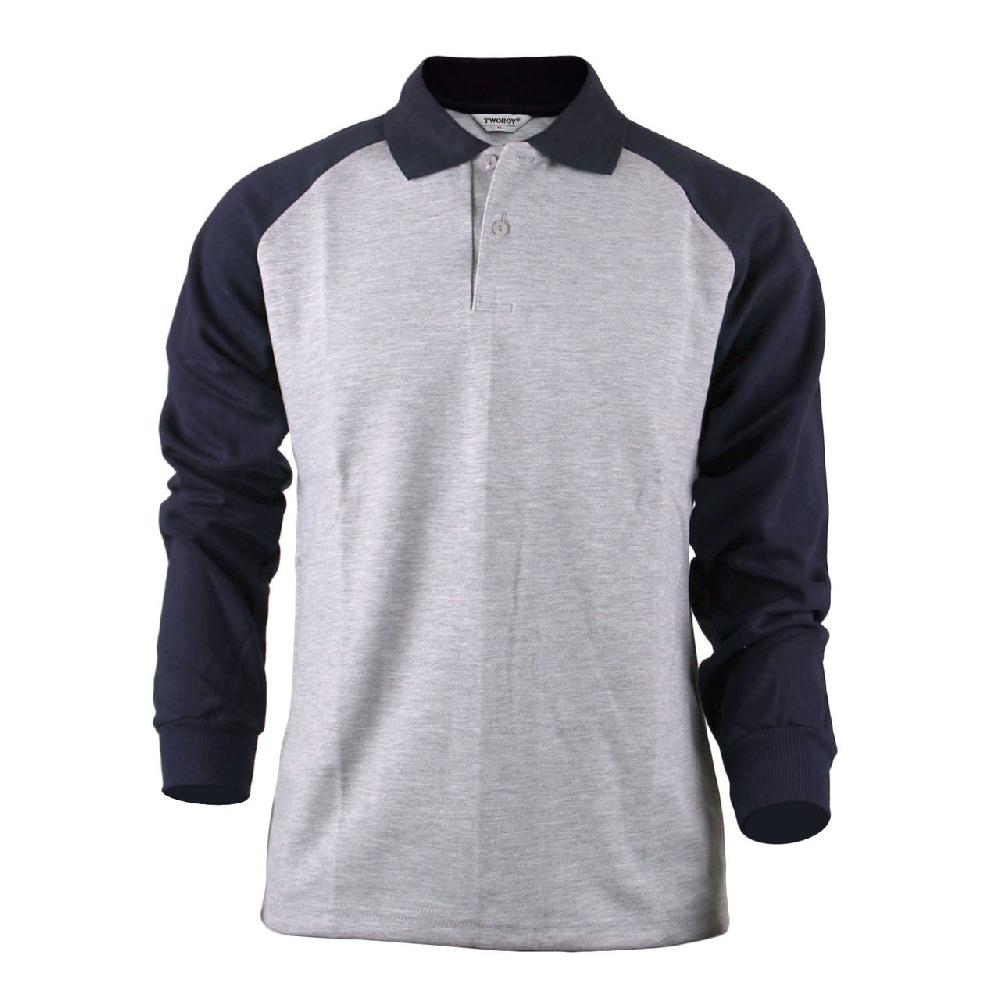 bcpolo Classic Cotton Shirt Raglan Long Sleeve Grey Polo Shirt bcpolo Classic Cotton Shirt Raglan Long Sleeve Grey Polo Shirt
