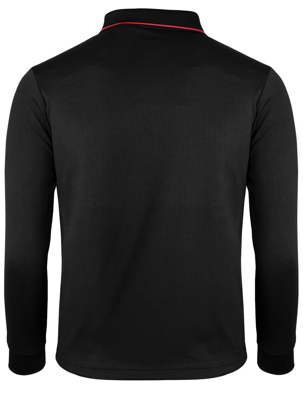 Bcpolo Long Sleeve Dri Fit Three Button Polo Shirt-Unisex Black