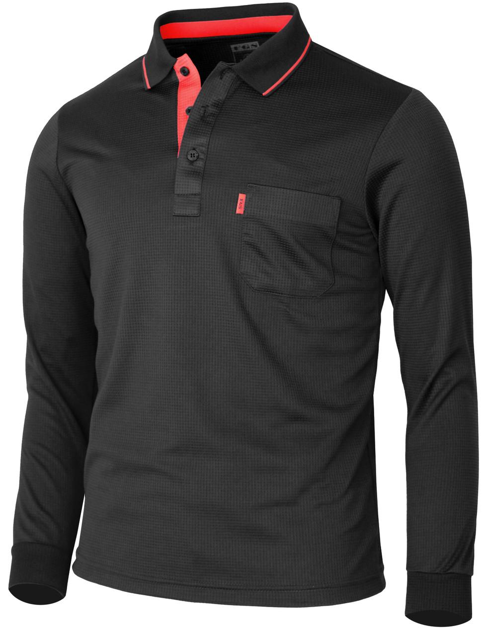 bcpolo Long Sleeve Dri Fit Three Button Polo Shirt-Unisex Black bcpolo Long Sleeve Dri Fit Three Button Polo Shirt-Unisex Black