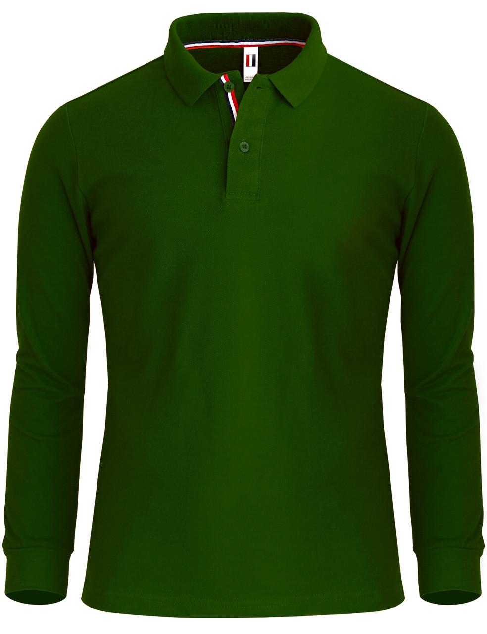 Bcpolo Long Sleeve Pique Solid Collar Point Polo Shirts-Unisex Dark-Green