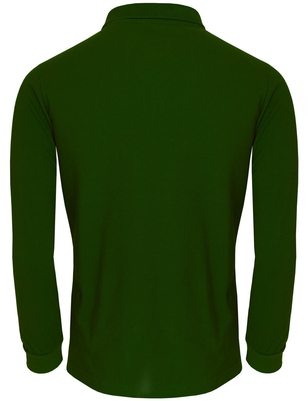 Bcpolo Long Sleeve Pique Solid Collar Point Polo Shirts-Unisex Dark-Green