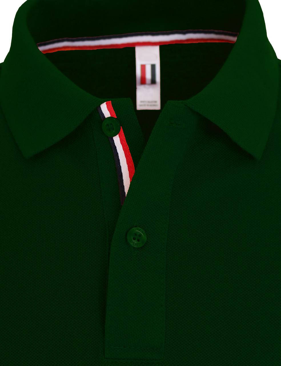 Bcpolo Long Sleeve Pique Solid Collar Point Polo Shirts-Unisex Dark-Green