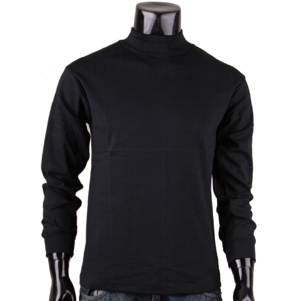 Bcpolo Men's Half Turtleneck Black Cotton Mock Neck Long Sleeves