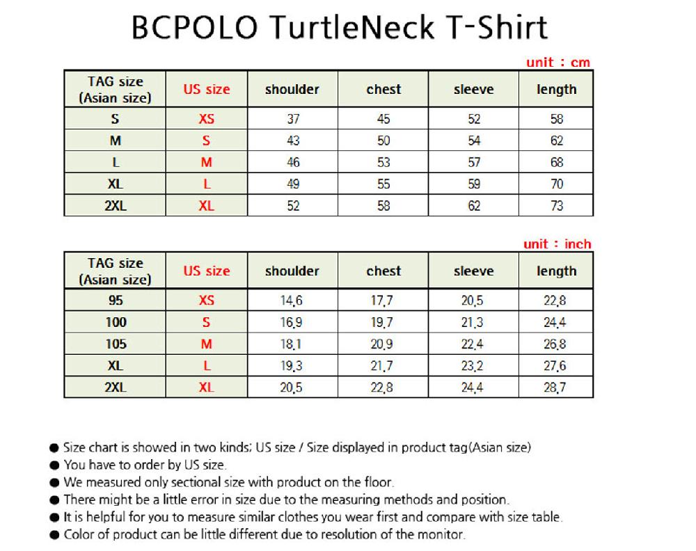 Bcpolo Men's Turtleneck Black Cotton Mock Neck Long Sleeves