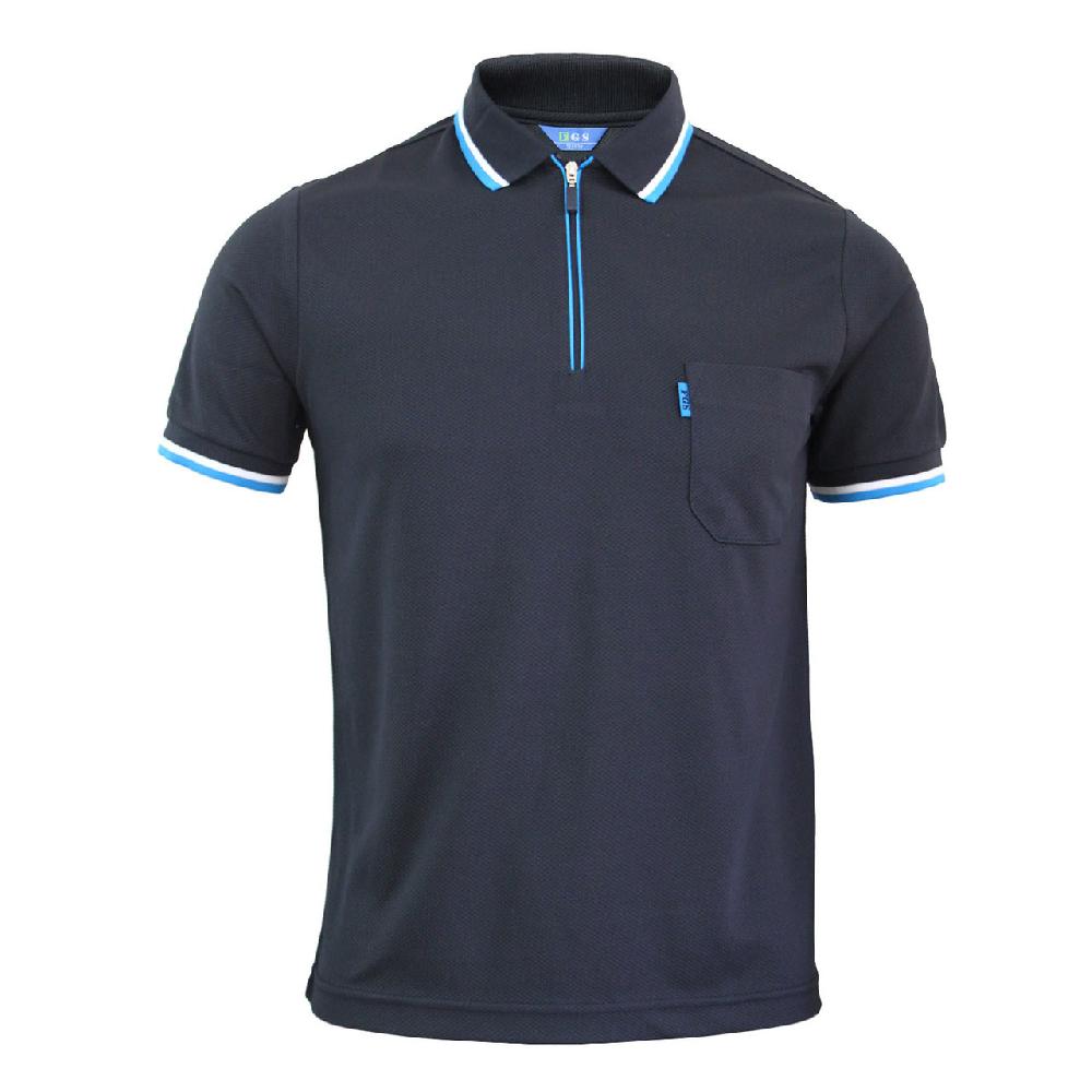 bcpolo Navy Polo zip-up neck t-shirt short sleeves polo shirt bcpolo Navy Polo zip-up neck t-shirt short sleeves polo shirt