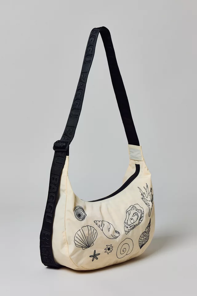 Bdg Urban Outfitters BAGGU Embroidered Shell Medium Nylon Crescent Bag