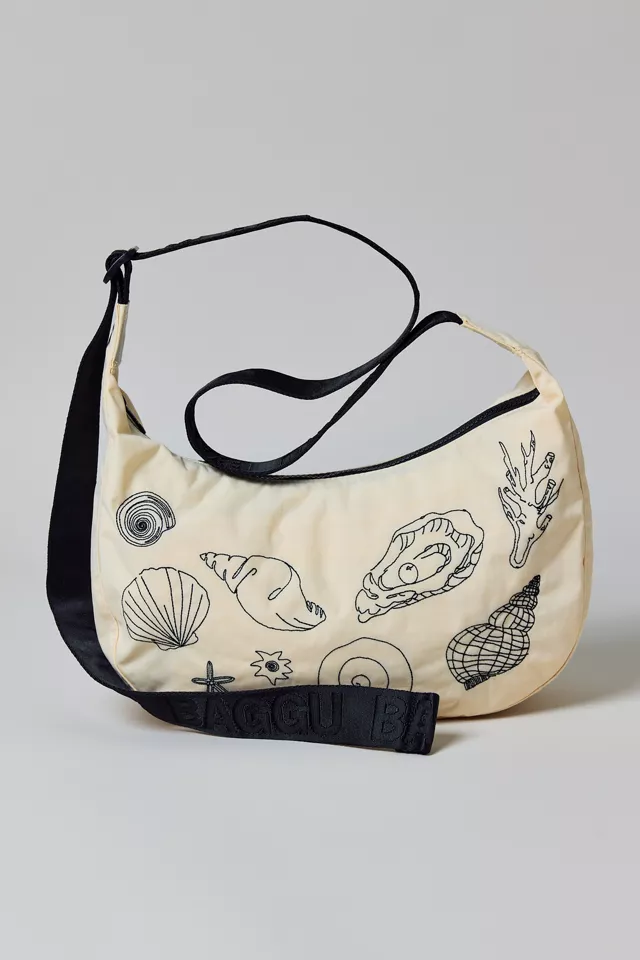 Bdg Urban Outfitters BAGGU Embroidered Shell Medium Nylon Crescent Bag