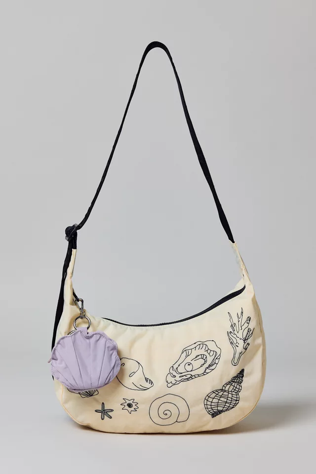 bdg urban outfitters BAGGU Embroidered Shell Medium Nylon Crescent Bag