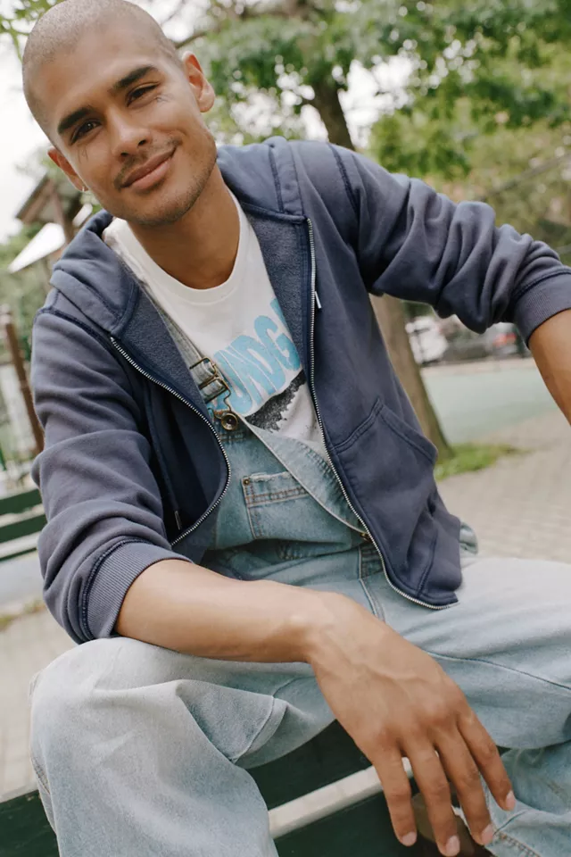 bdg urban outfitters BDG Bonfire Solid Zip-Up Hoodie Sweatshirt