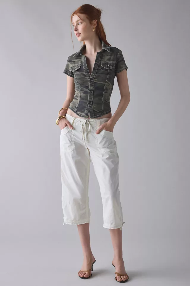 Bdg Urban Outfitters BDG Polly Denim Slim Short Sleeve Button-Up Shirt