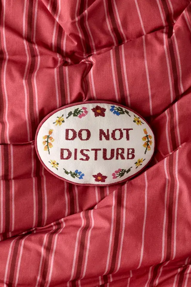 bdg urban outfitters Do Not Disturb Cross Stitch Throw Pillow