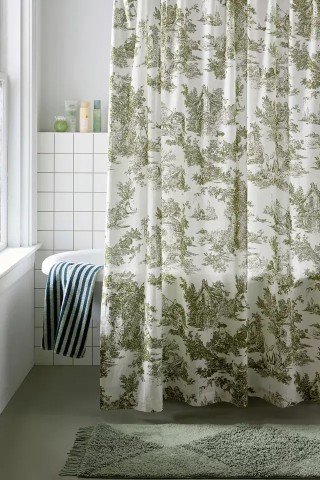 bdg urban outfitters Frog Toile Patterned Shower Curtain