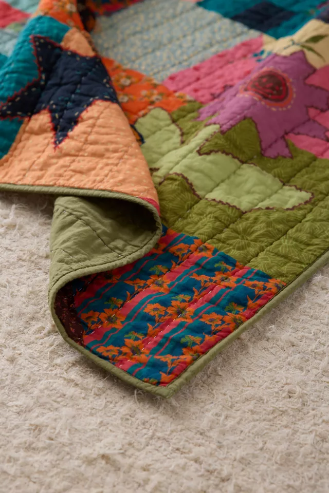 Bdg Urban Outfitters Jasmine Cotton Seed Stitch Quilted Throw Blanket