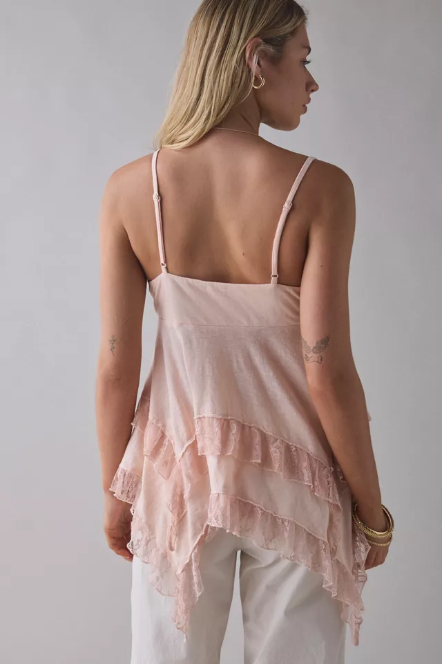 Bdg Urban Outfitters Kimchi Blue Asterid Lace Trim Asymmetric Babydoll Cami