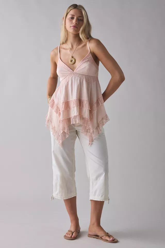 Bdg Urban Outfitters Kimchi Blue Asterid Lace Trim Asymmetric Babydoll Cami