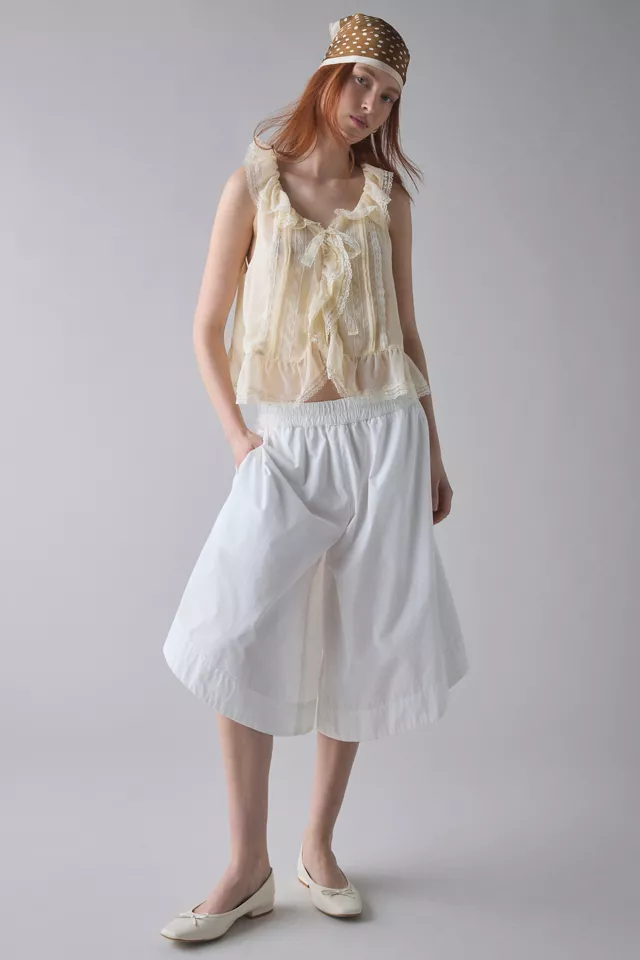 Bdg Urban Outfitters Kimchi Blue Cassie Cascading Ruffle Lace Trim Sleeveless Blouse