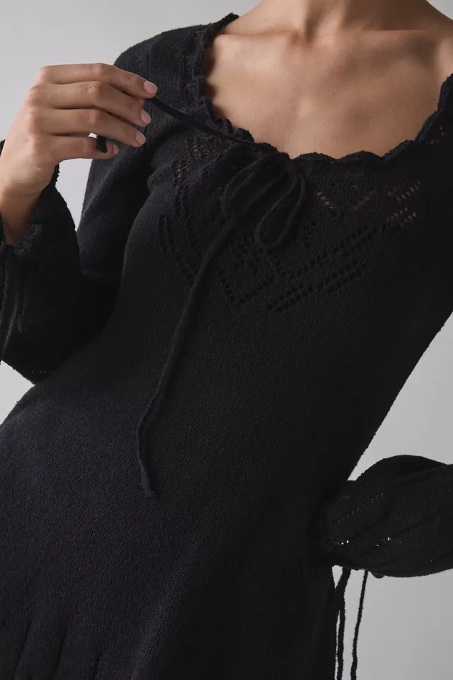 Bdg Urban Outfitters Kimchi Blue Catherine Pointelle Knit Babydoll Mini Dress