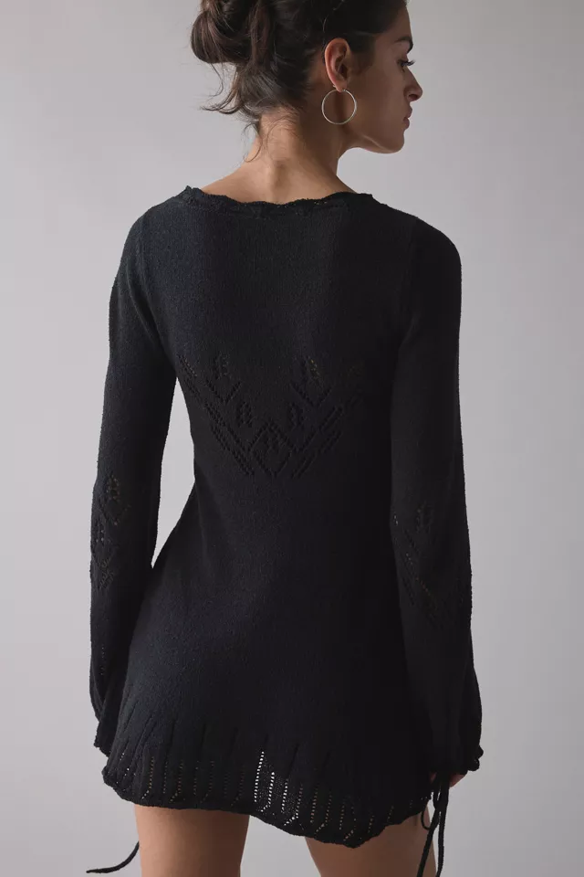 Bdg Urban Outfitters Kimchi Blue Catherine Pointelle Knit Babydoll Mini Dress