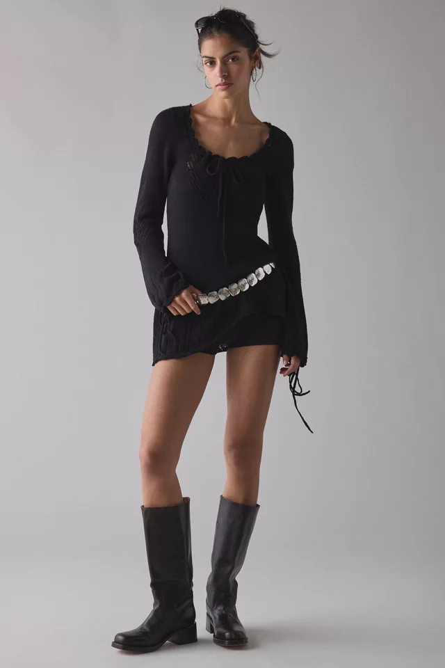 bdg urban outfitters Kimchi Blue Catherine Pointelle Knit Babydoll Mini Dress