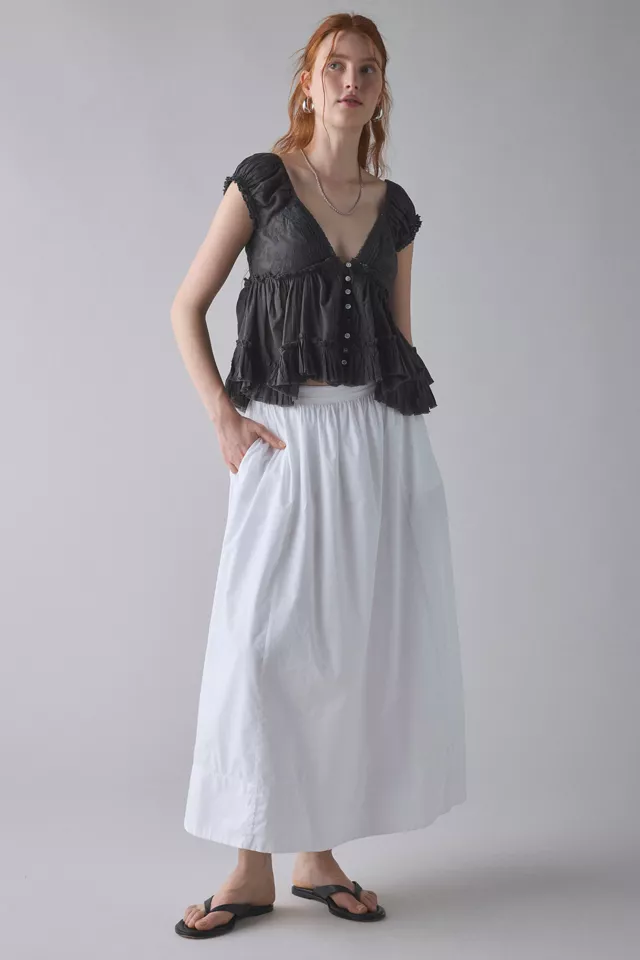 bdg urban outfitters Kimchi Blue Izzy Lace Trim Button-Front Babydoll Blouse