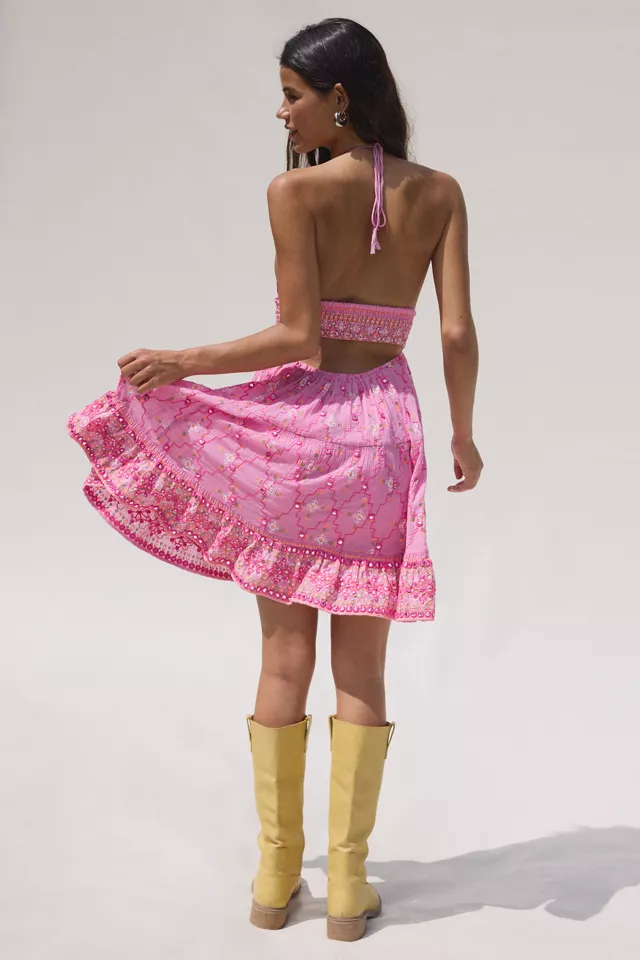 Bdg Urban Outfitters Kimchi Blue Phoebe Embellished Cotton Open-Back Knee Length Dress