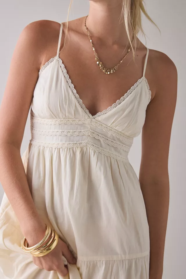 Bdg Urban Outfitters Kimchi Blue Serafina Lace Trim Tiered Babydoll Maxi Dress