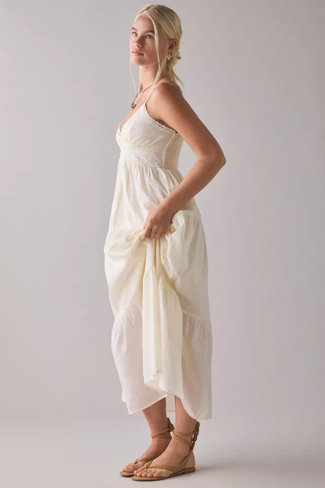 Bdg Urban Outfitters Kimchi Blue Serafina Lace Trim Tiered Babydoll Maxi Dress