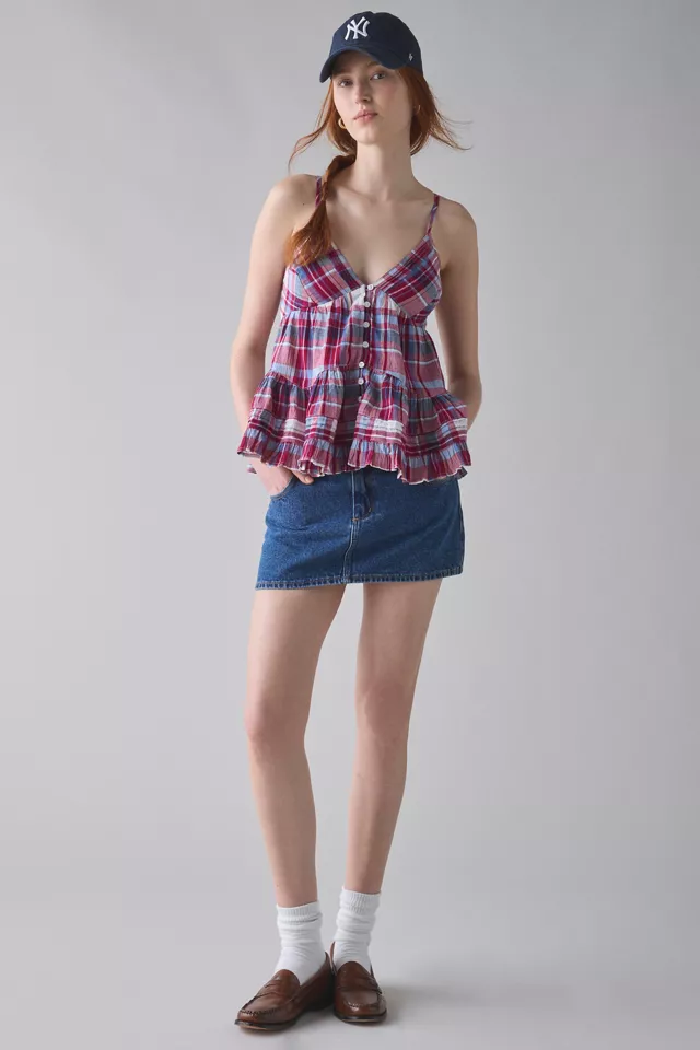 Bdg Urban Outfitters Kimchi Blue Tara Embroidered Cotton Babydoll Cami