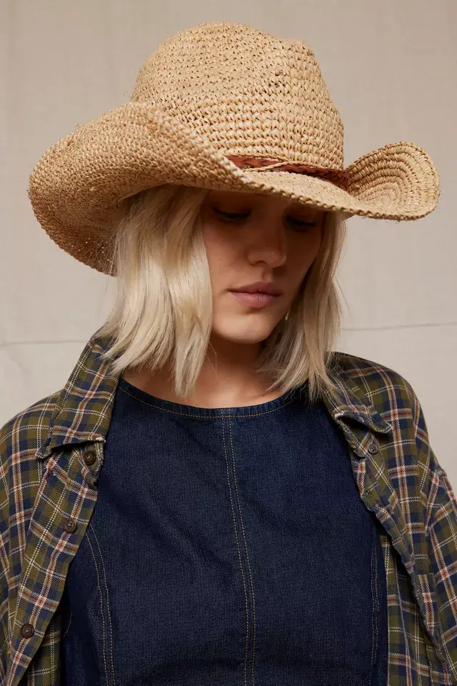 bdg urban outfitters Millie Woven Raffia Cowboy Hat