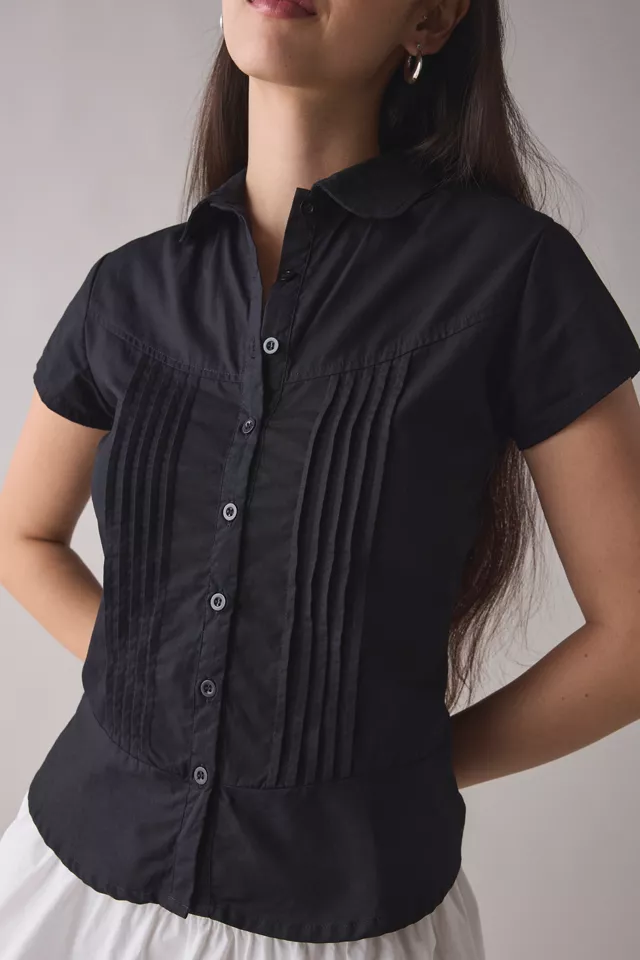 Bdg Urban Outfitters Motel Wilmot Cotton Poplin Pintuck Button-Down Shirt