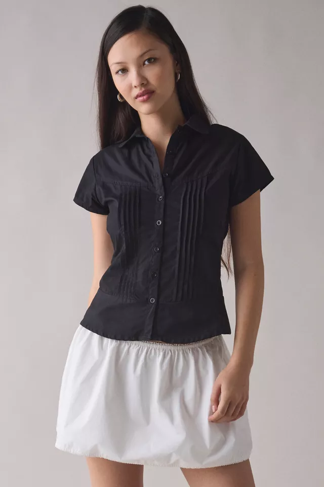 bdg urban outfitters Motel Wilmot Cotton Poplin Pintuck Button-Down Shirt