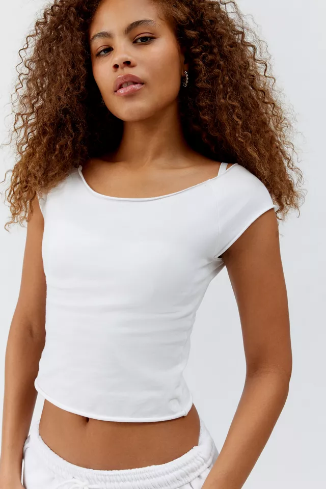 bdg urban outfitters Out From Under Cotton Compression Boatneck Cropped Tee